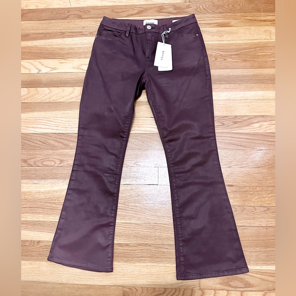 Frame Le Crop Mini Boot Bordeaux coated jeans Cropped - Picture 13 of 16